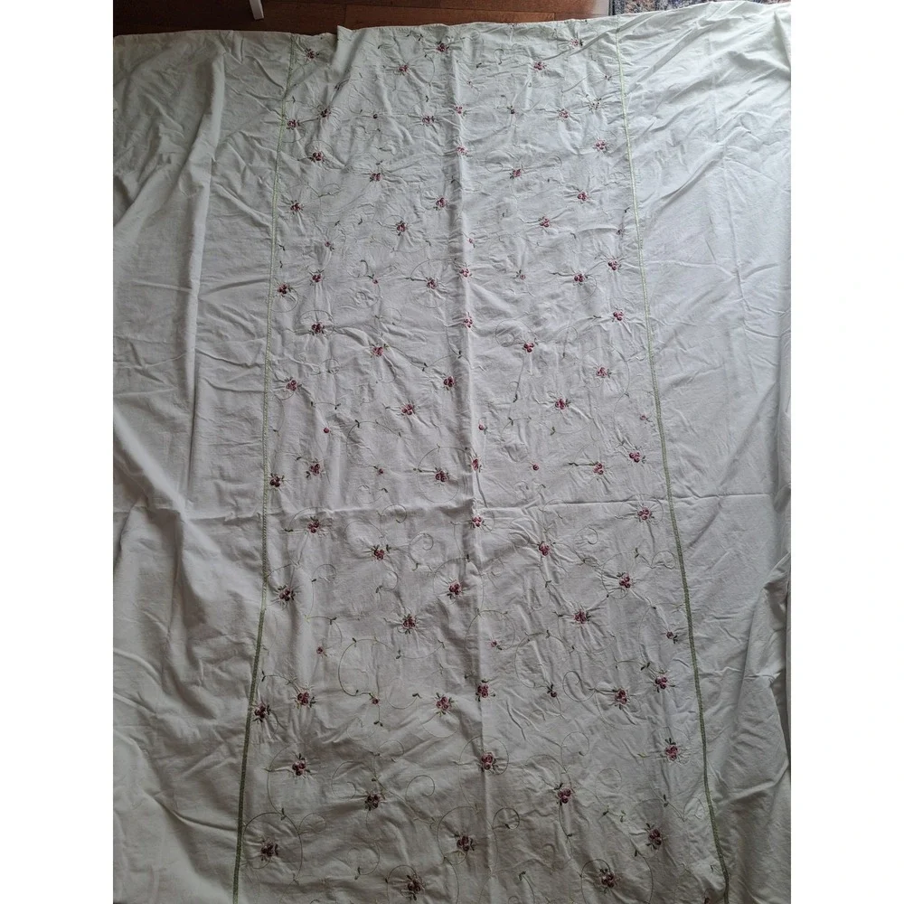 VTG White Floral Embroidered Cotton Duvet Cover Queen 84 X 80